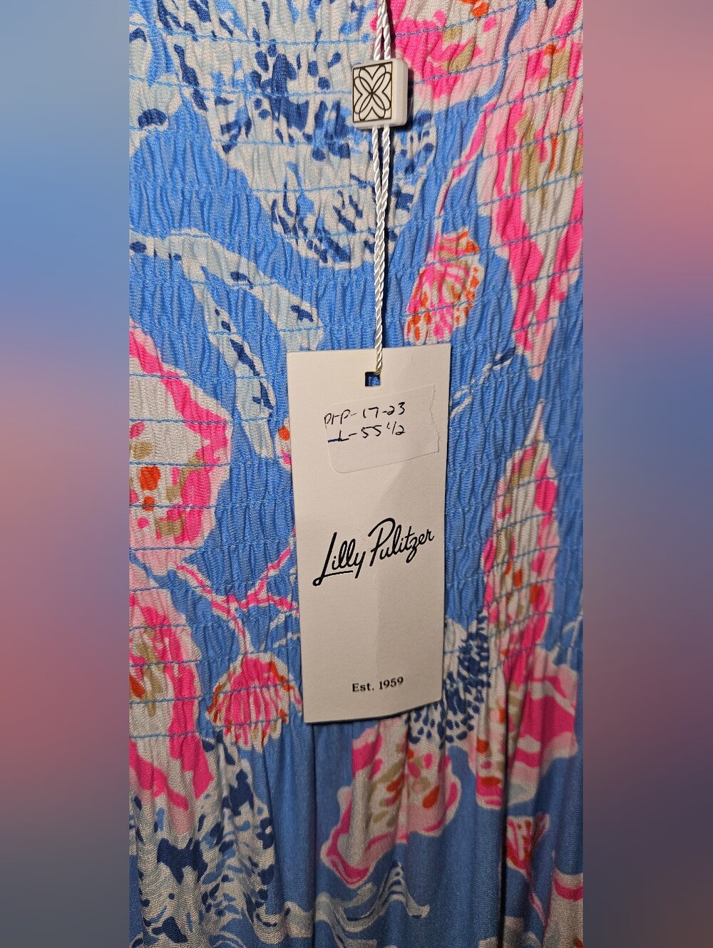 NWT Lilly Pulitzer Kailua Smocked Maxi Dress Bahamian Rhapsody L $178 - Picture 5 of 8